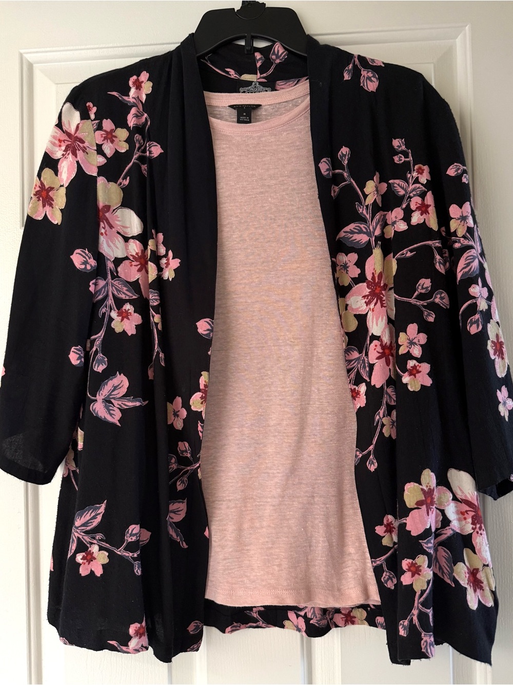 Floral Kimono with Pink Tee